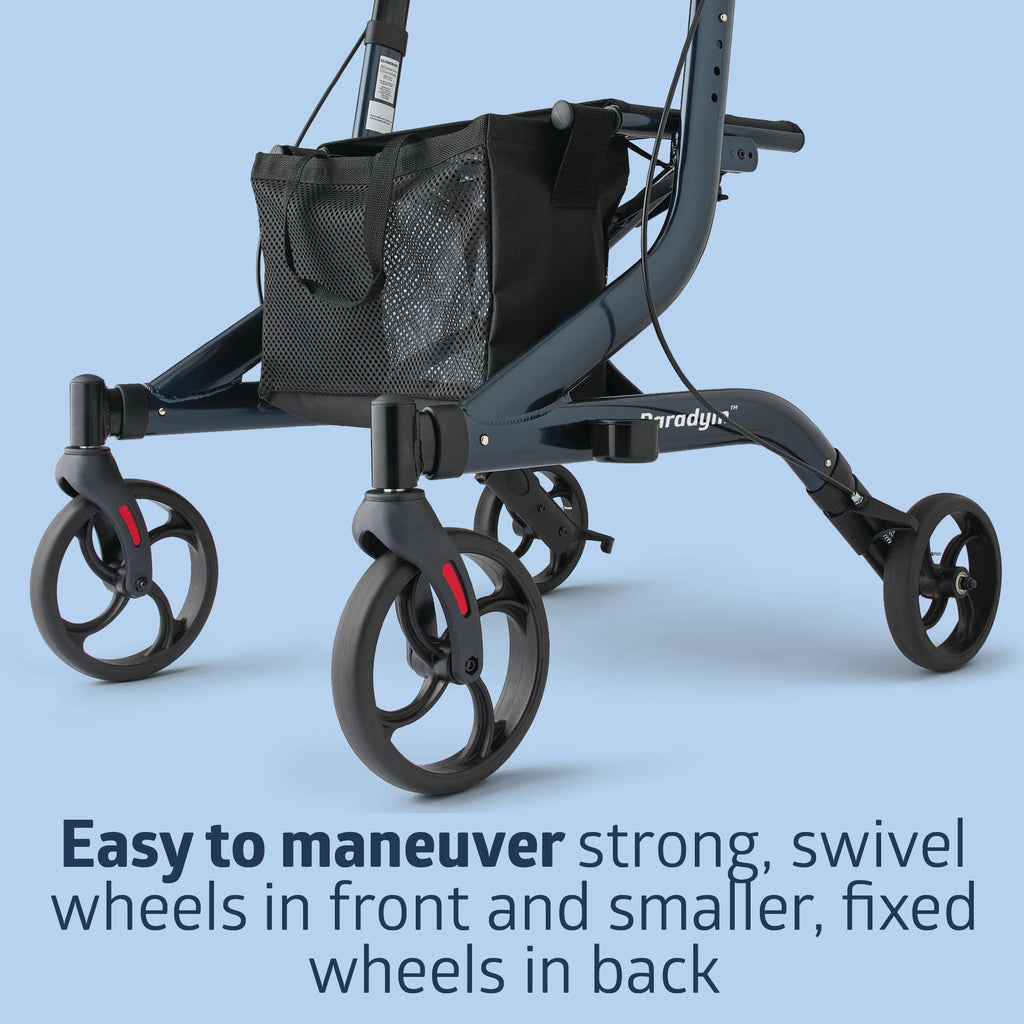 Aluminum Foldable Rollator with Backrest, 300 lbs. Capacity, Navy R71261