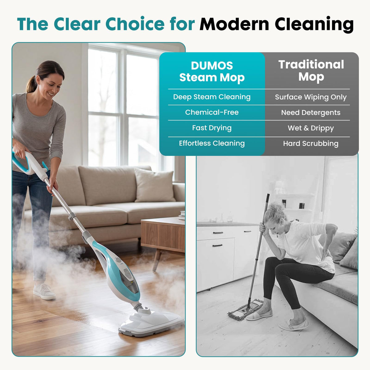 1550W Detachable Handheld Steam Mop with 2 Reusable Pads W77646
