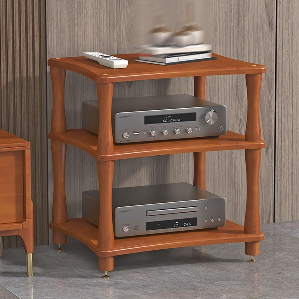 Brown 3 Tier Solid Wood Media Stand Z98079