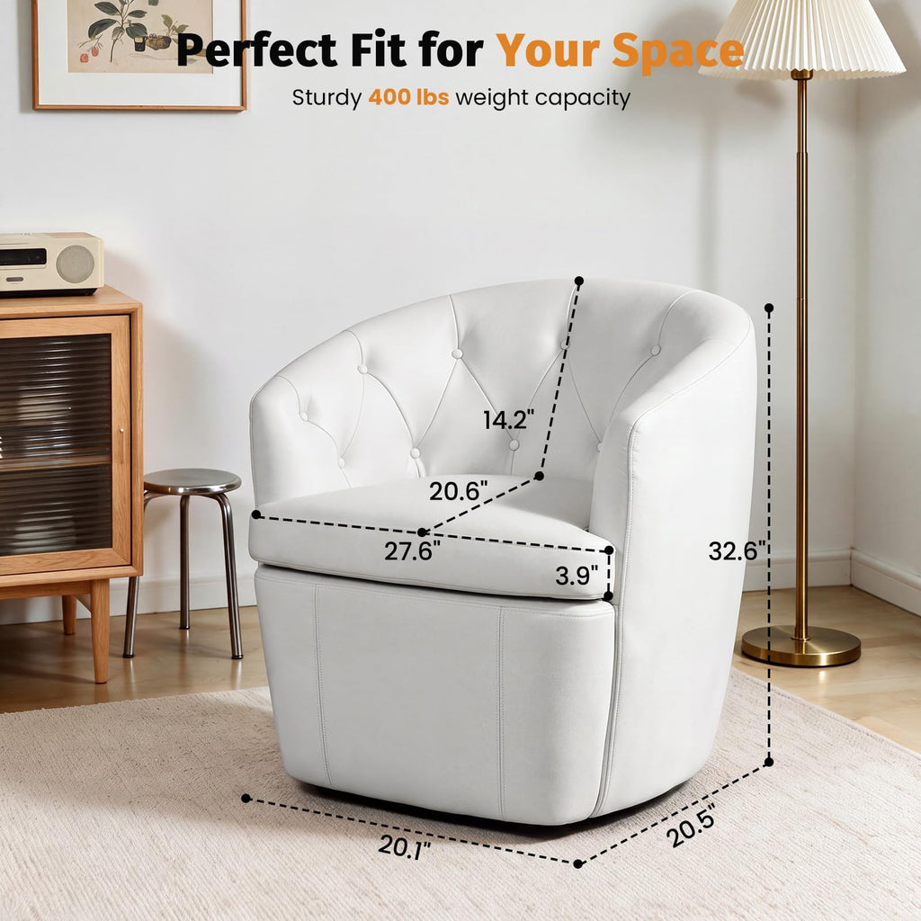 360° Swivel Button-Tufted Barrel Chair T20482