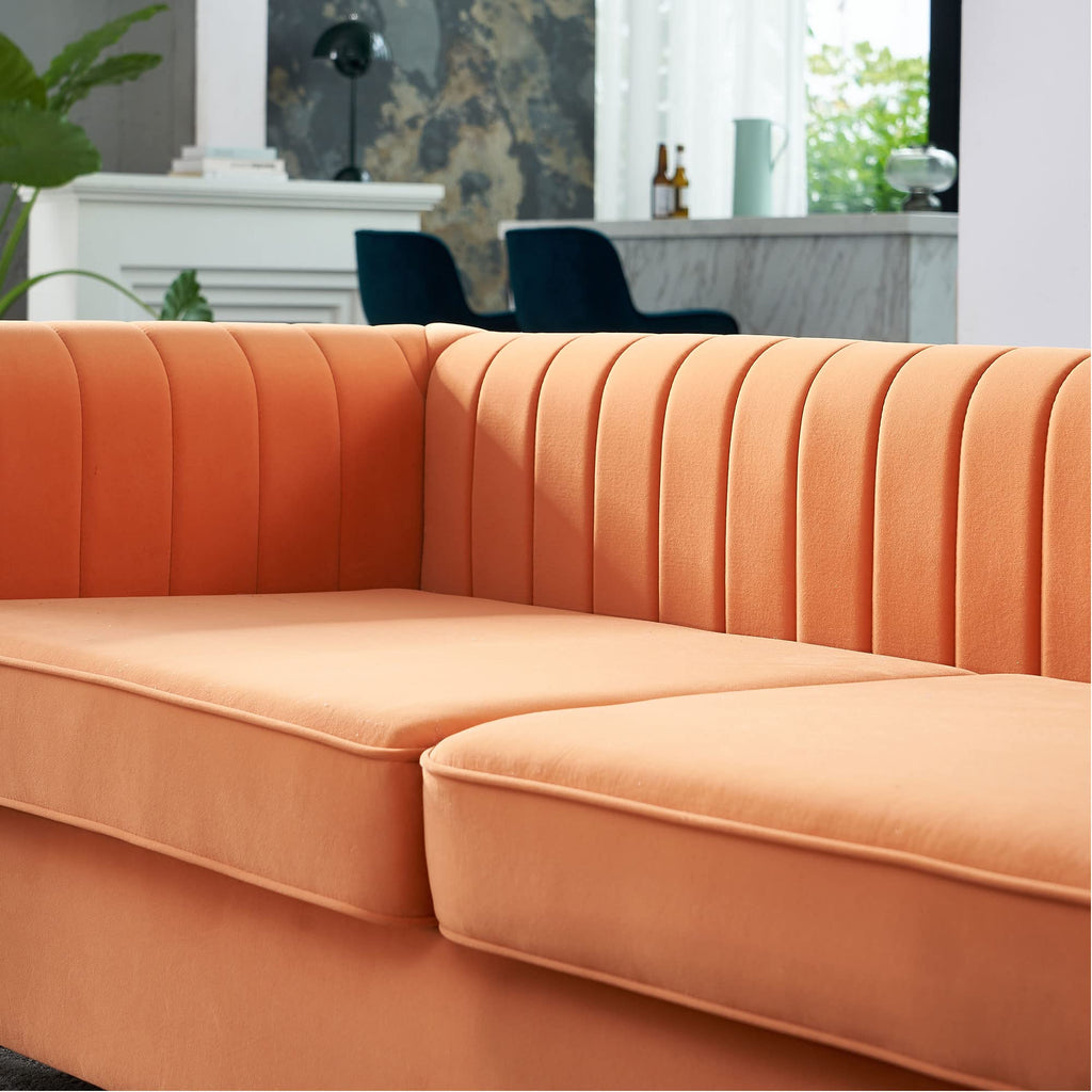 Orange Velvet 84 Inch 3-Seater Sofa G6601