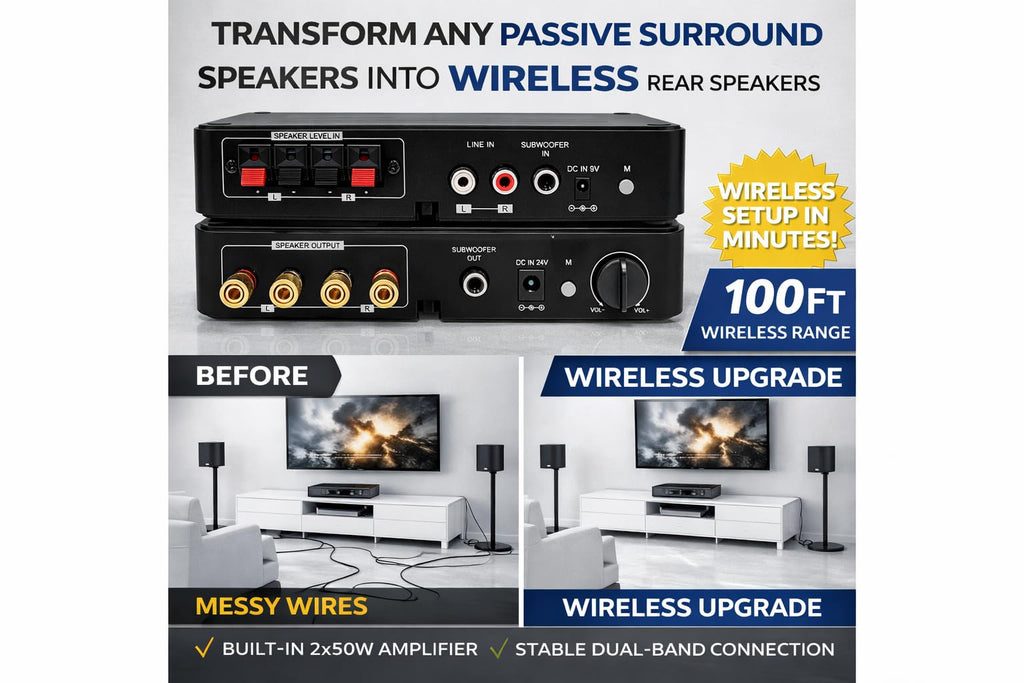 Wireless Rear Speaker Kit with Built-in Amplifier B23449