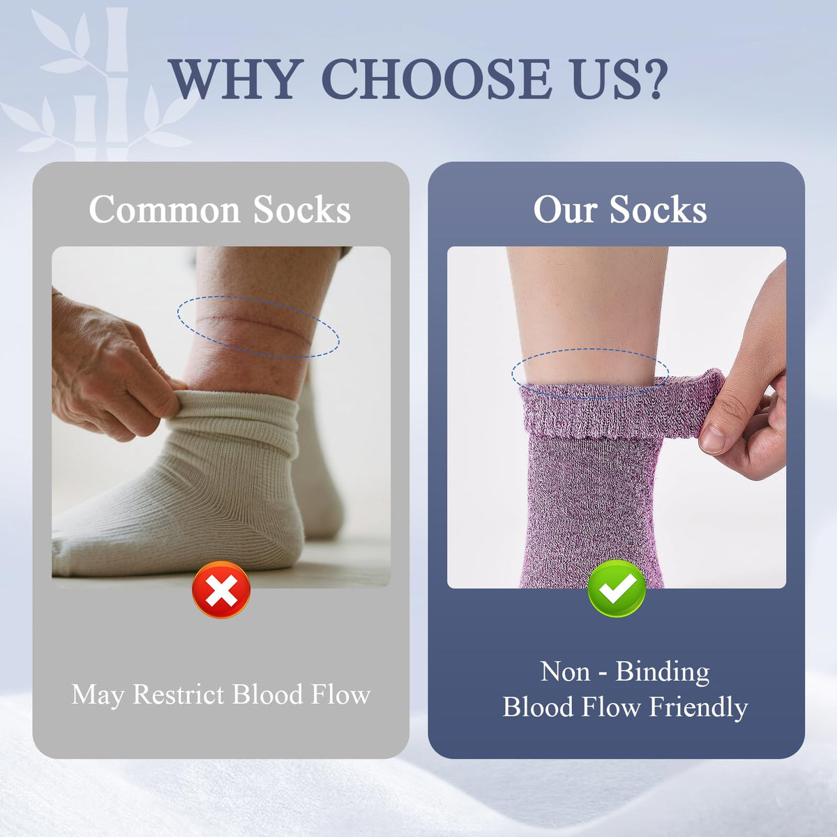 Bamboo Viscose Non Binding Wide Top Ankle Socks M6555
