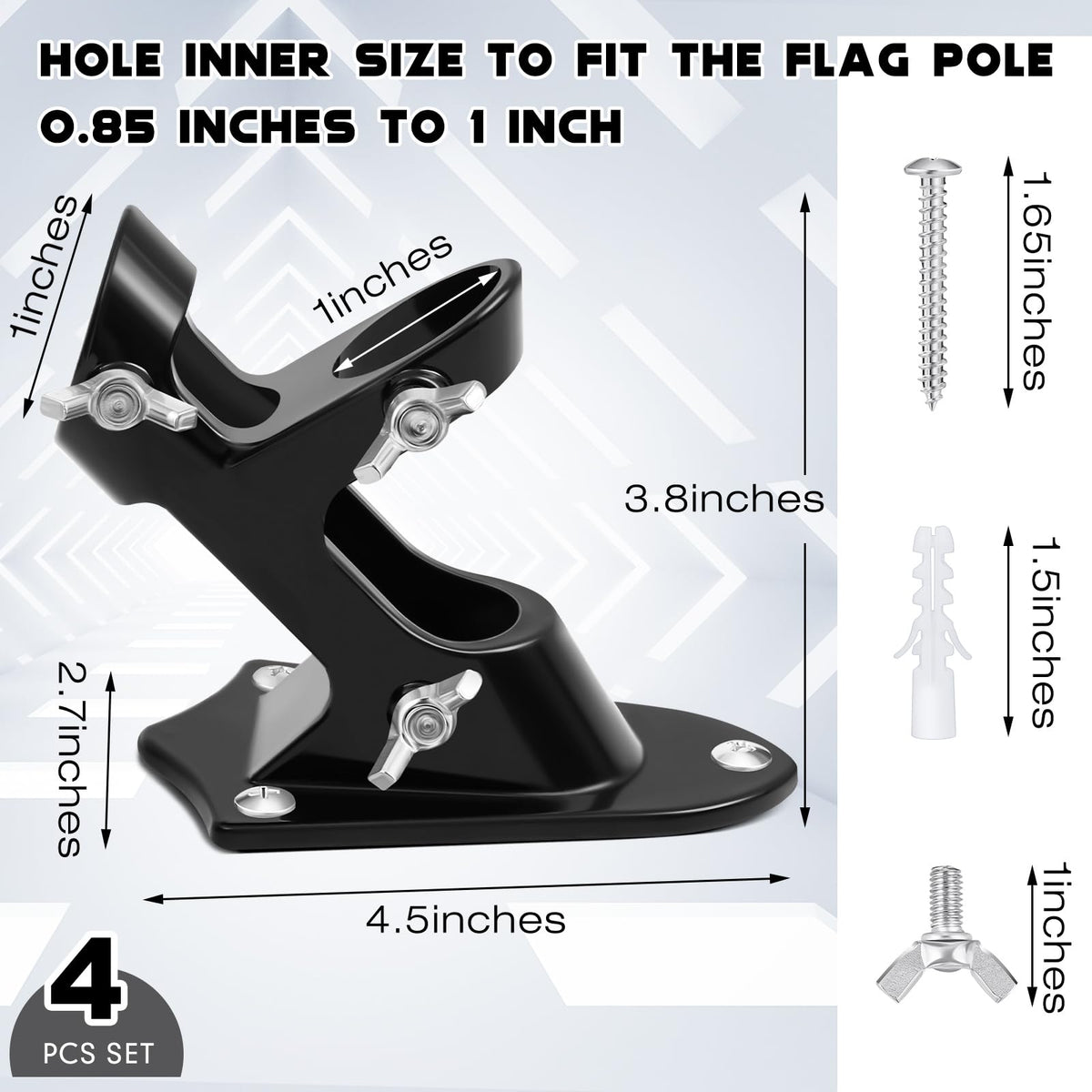 4 Pcs Black Flag Pole Holder Q5871