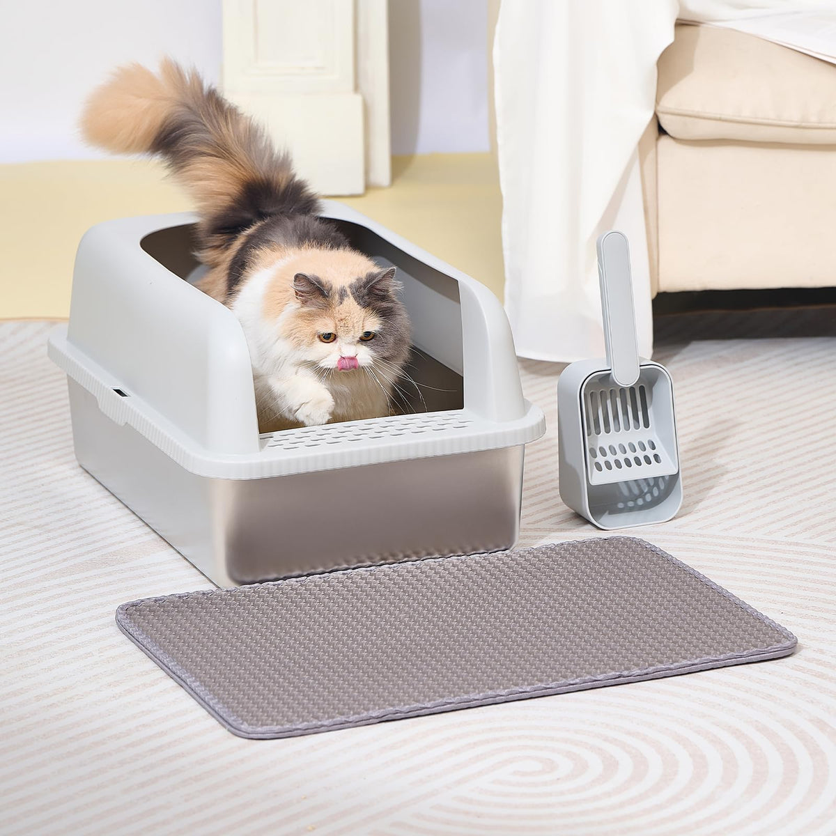 Stainless Steel Cat Litter Box with Lid J756414