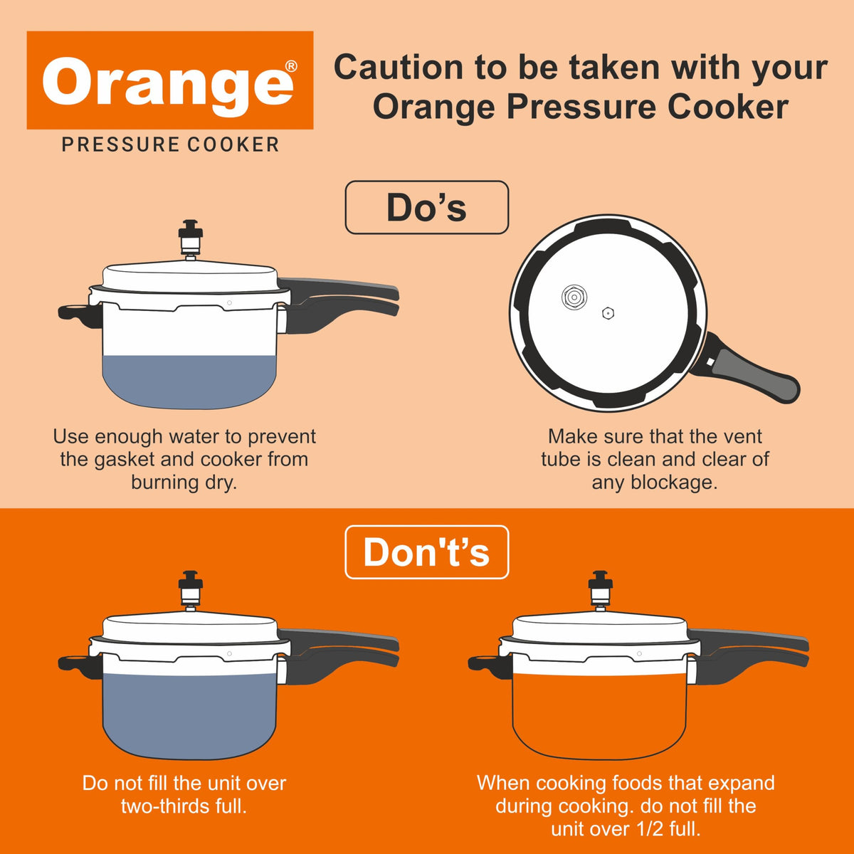 Orange Triply Stainless Steel Pressure Cooker Combo Set 2&3 Litre 2 Pc U462257