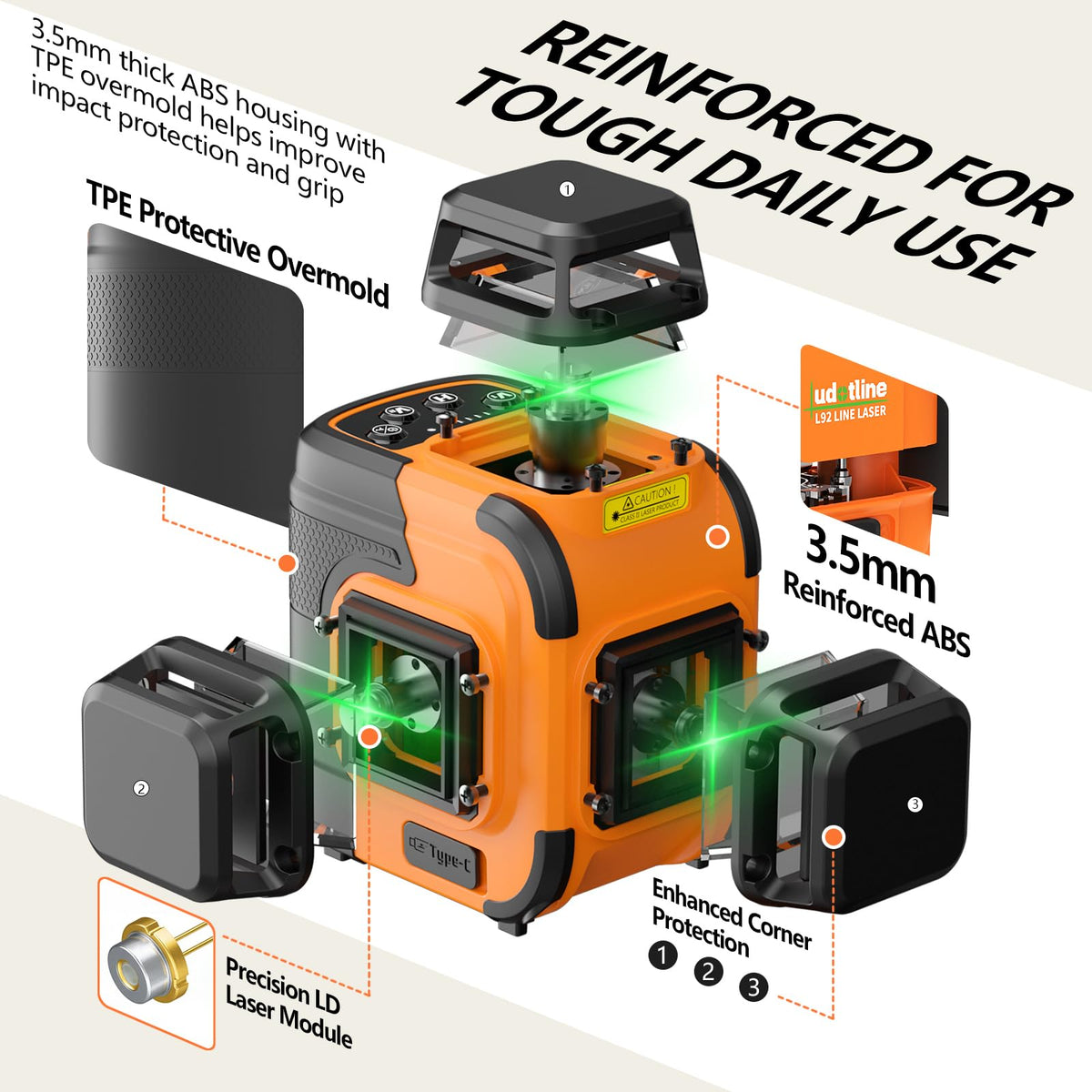 3x360° Self Leveling Laser Level with Tripod A846073