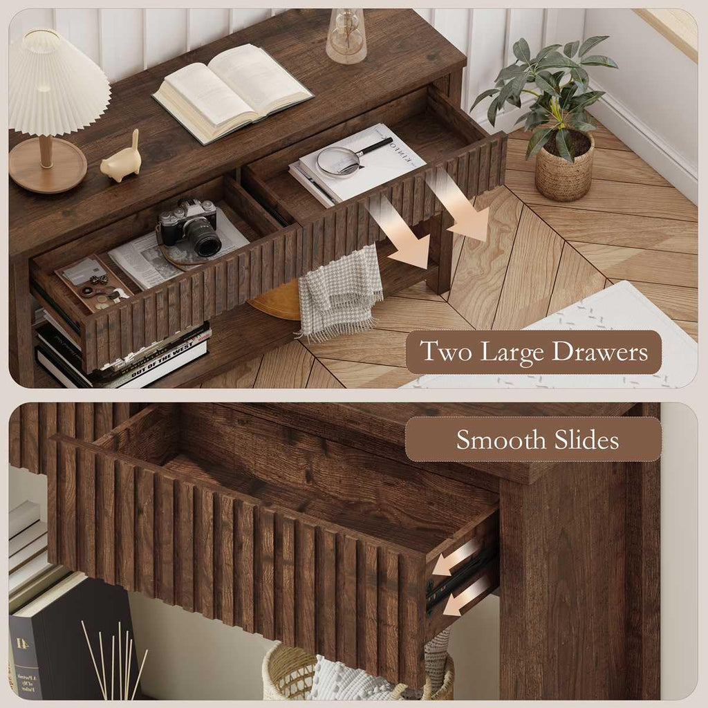 Rustic Oak Console Table with 2 Drawers B1109