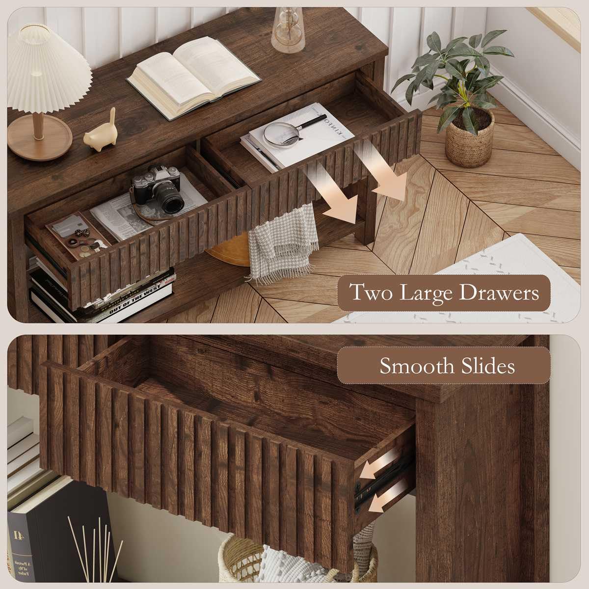 Rustic Oak Console Table with 2 Drawers B1109