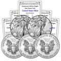 1 oz American Silver Eagle $1 Lot of 5 Z822