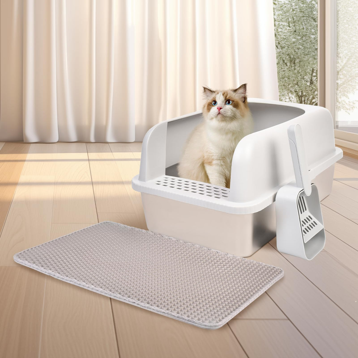 Stainless Steel Cat Litter Box with Lid J756414