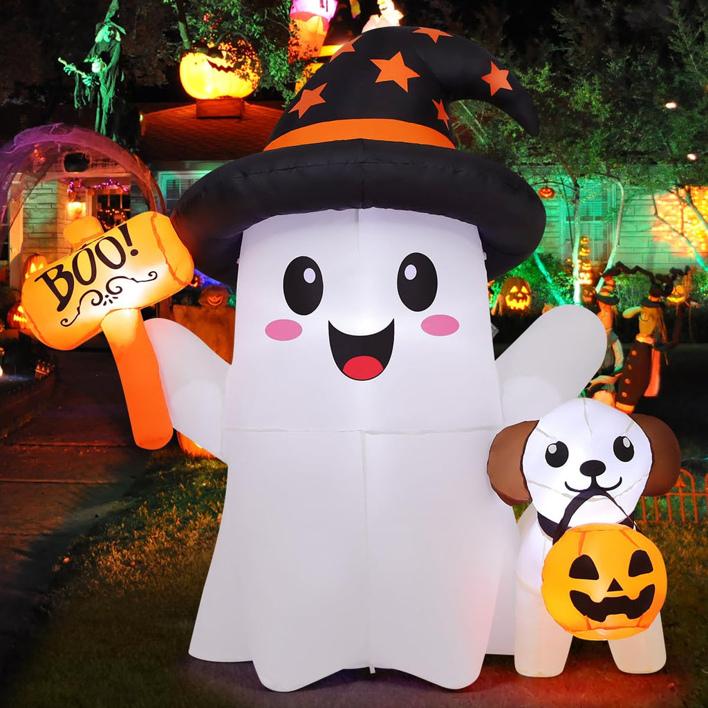 5 FT Halloween Inflatables Ghost with Built-in LEDs B881