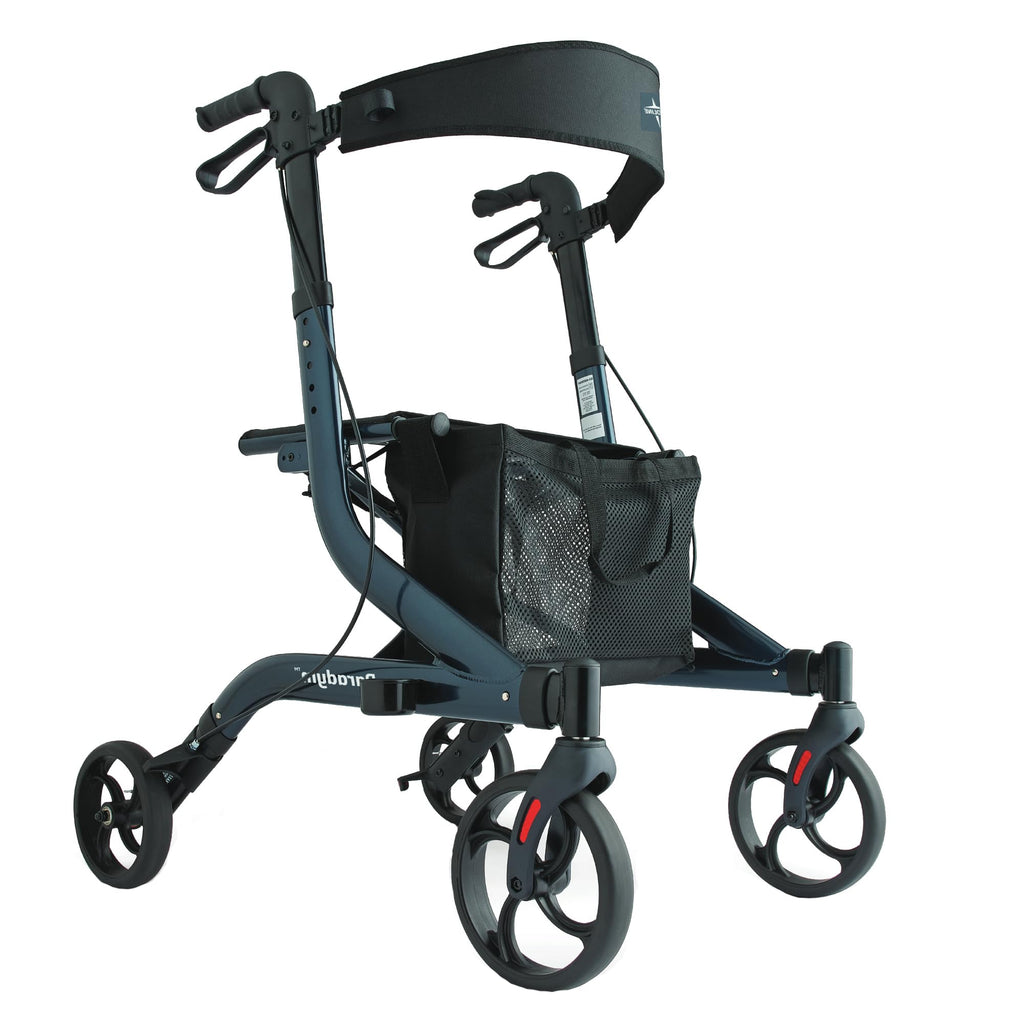 Aluminum Foldable Rollator with Backrest, 300 lbs. Capacity, Navy R71261