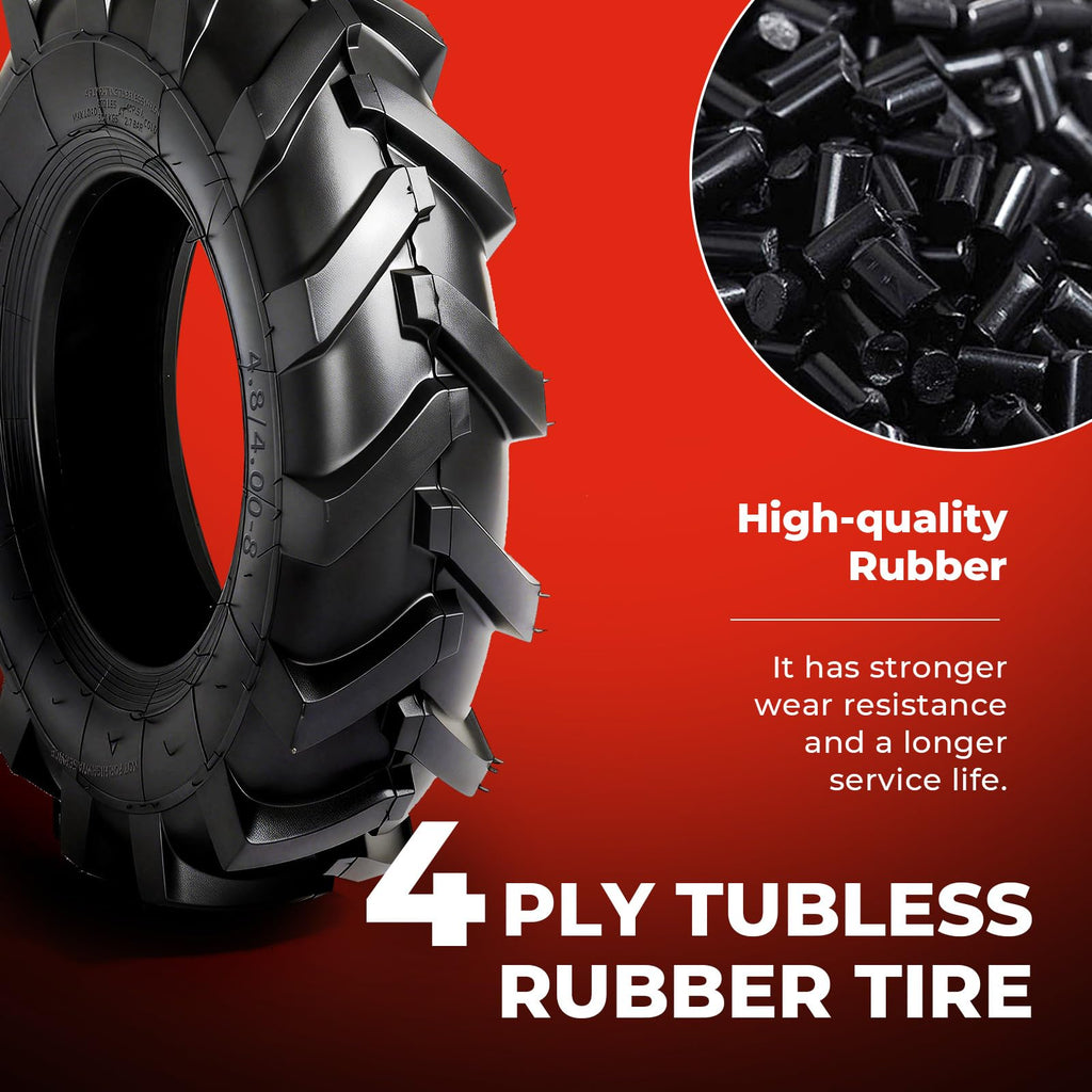 4.80x4.00x8 Lawn & Garden Mower Tires, Set of 2, 4 Ply Tubeless P893