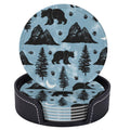 Black Leather Coasters Set with Holder P5360