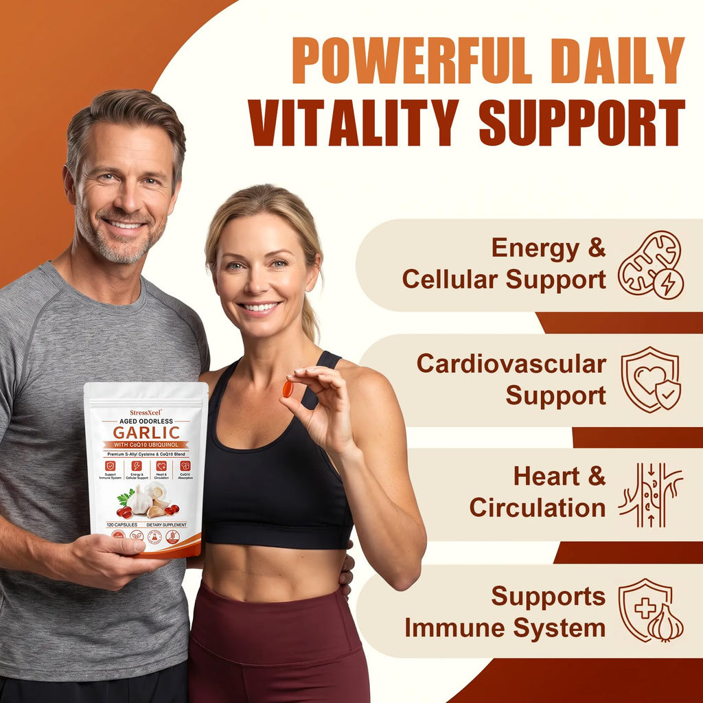 Odorless Garlic Extract Softgels with CoQ10 Ubiquinol and Vitamin K2 120 Softgels M89819