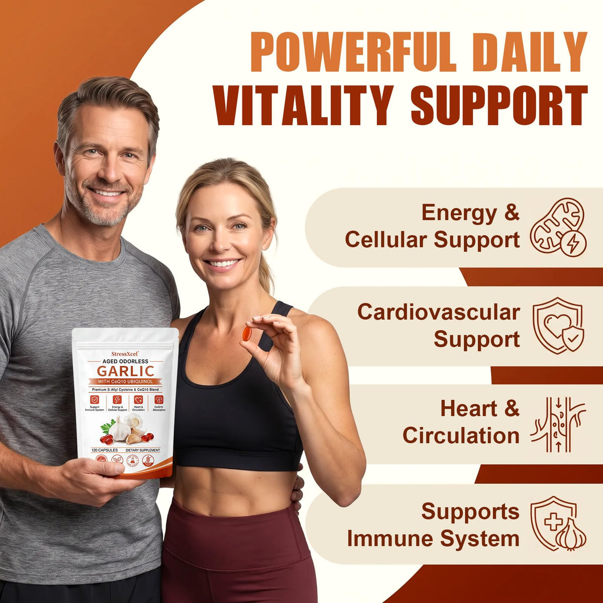 Odorless Garlic Extract Softgels with CoQ10 Ubiquinol and Vitamin K2 120 Softgels M89819