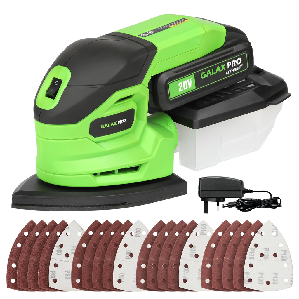 Cordless Detail Sander 2.0Ah Battery, 20 Pcs Sandpapers F750