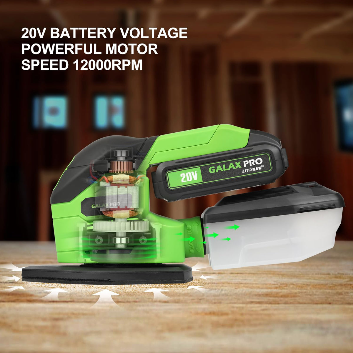 Cordless Detail Sander 2.0Ah Battery, 20 Pcs Sandpapers F750