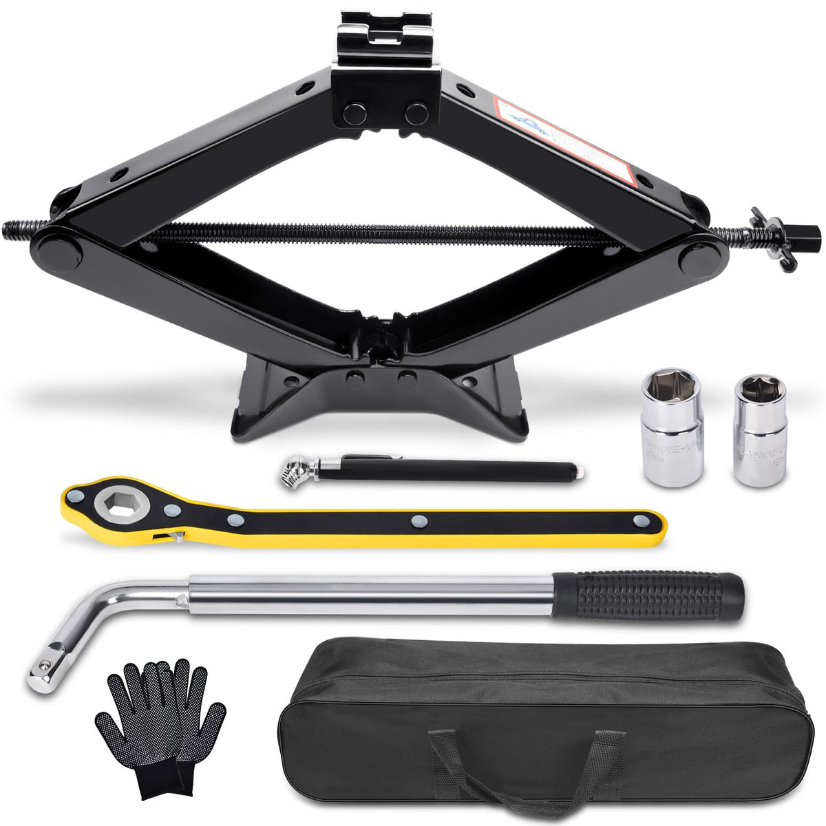 Scissor Car Jack 3 Ton Tire Changing Kit with Lug Wrench U78595