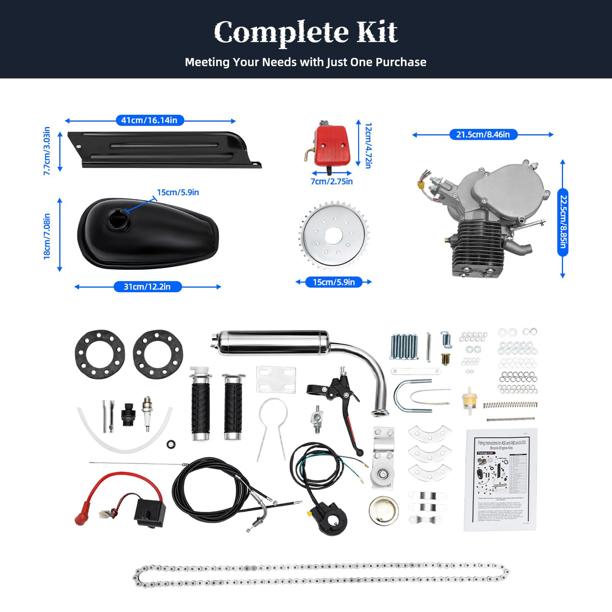 100CC 2 Stroke Bicycle Engine Kit with Air-cooling System I61255