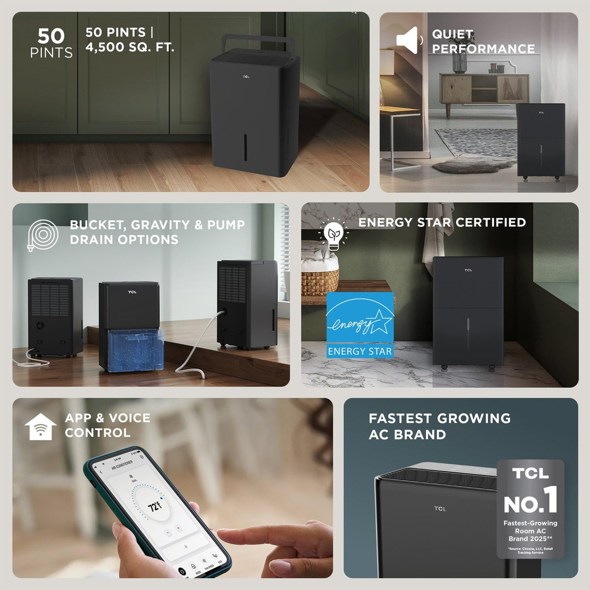 50-Pint Portable Smart Dehumidifier with Pump I633921