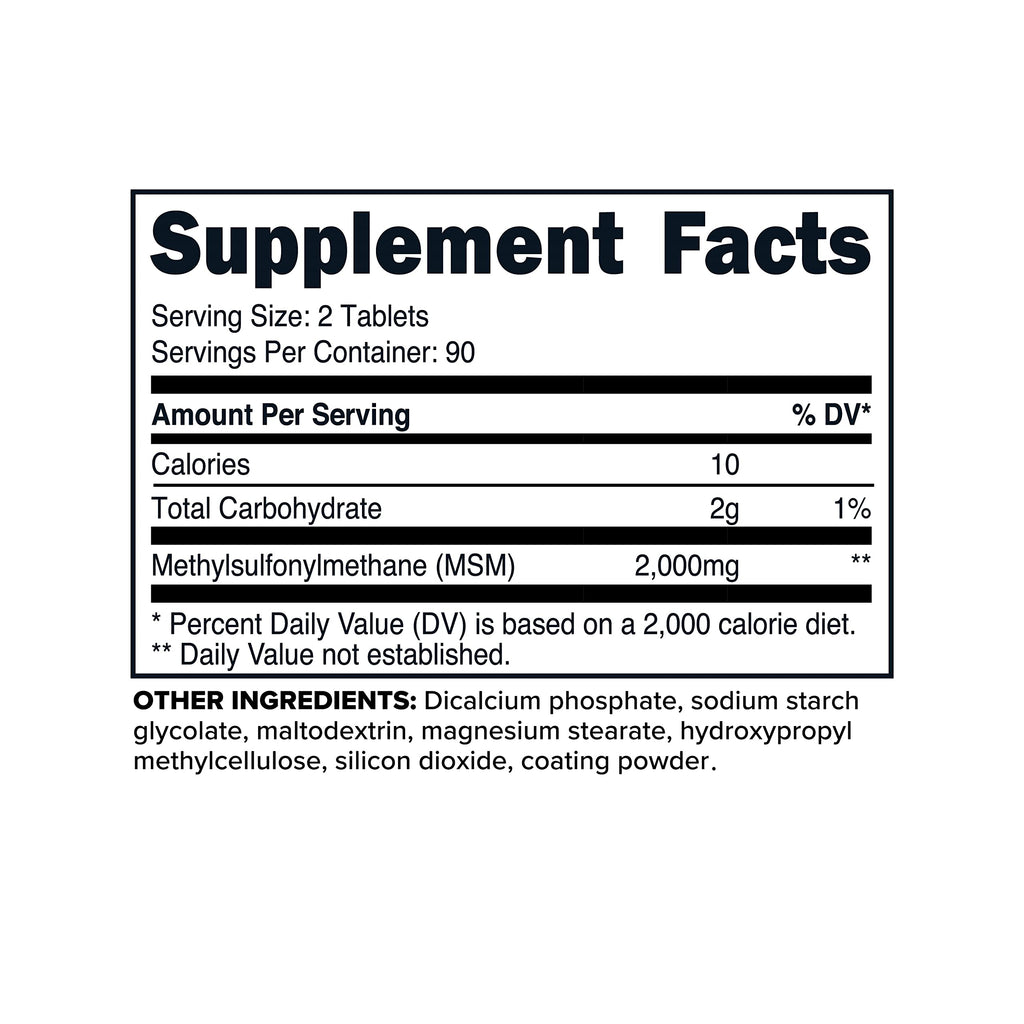 MSM Tablets 2000mg 180 Tablets R690444