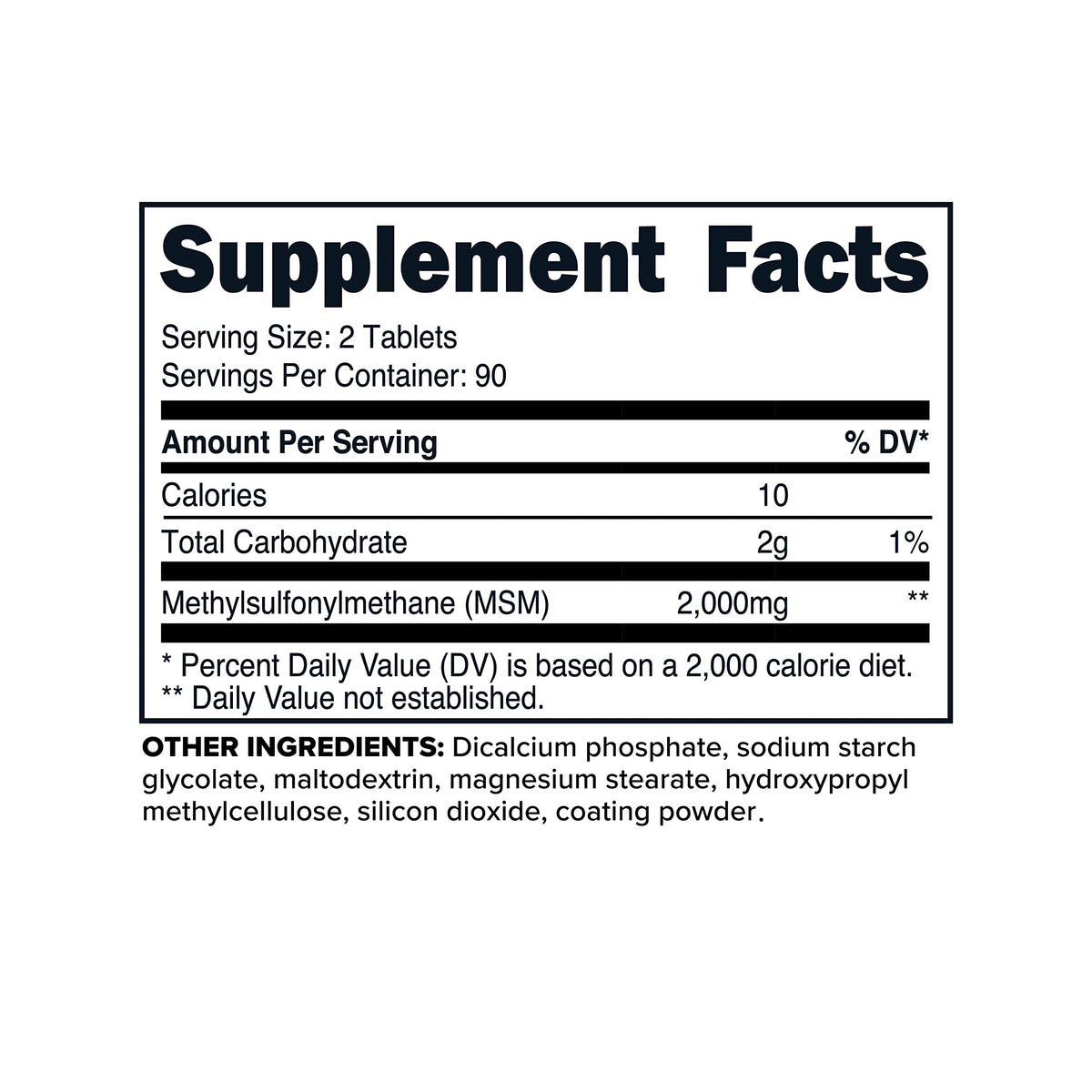MSM Tablets 2000mg 180 Tablets R690444