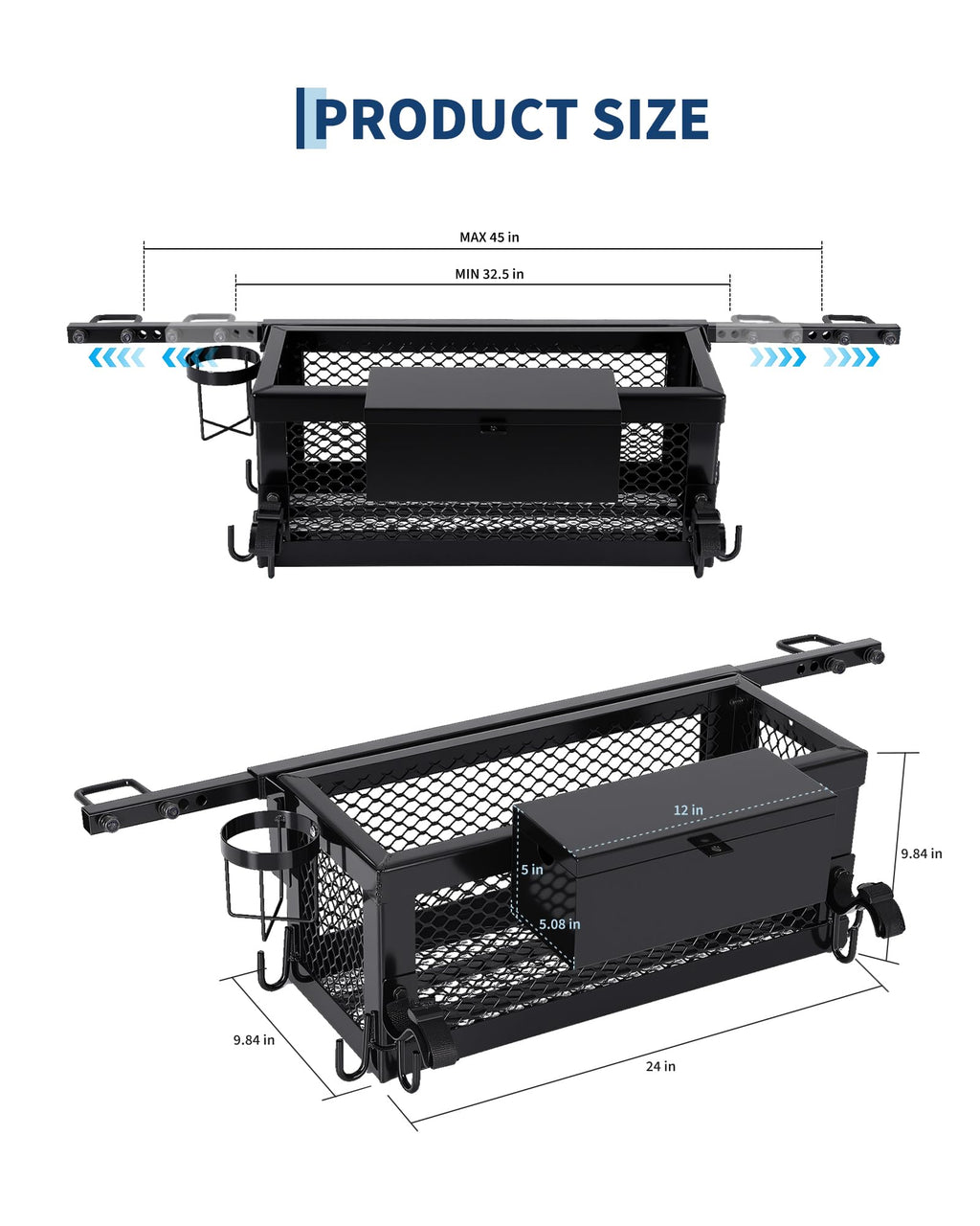 Black Tractor Tool Box Basket Attachment N637