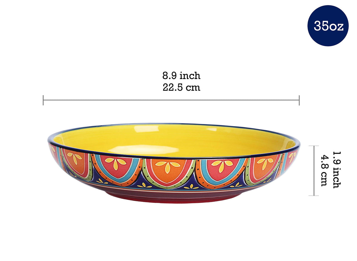 Ceramic Pasta Bowl Set of 9, Microwave & Dishwasher Safe G921