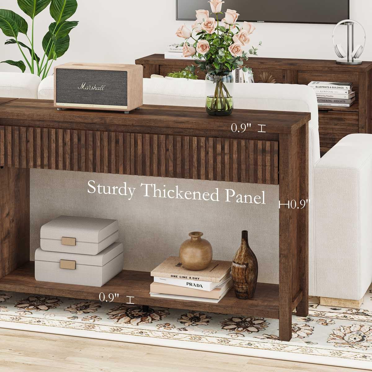 Rustic Oak Console Table with 2 Drawers B1109