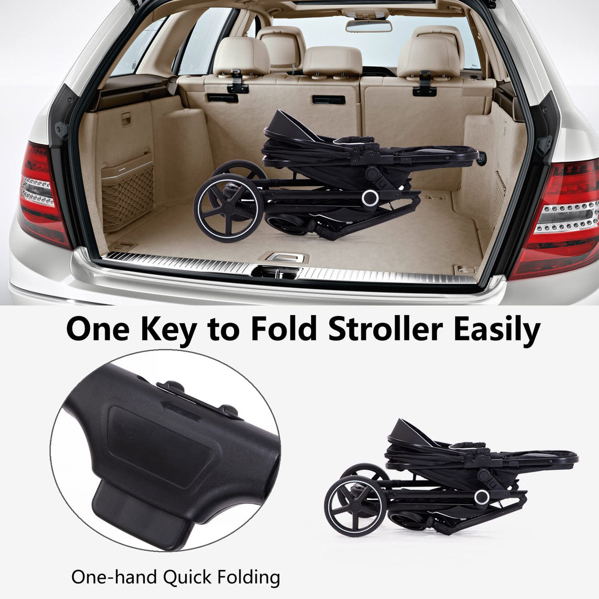 2-in-1 Folding Baby Stroller with Reversible Seat U165