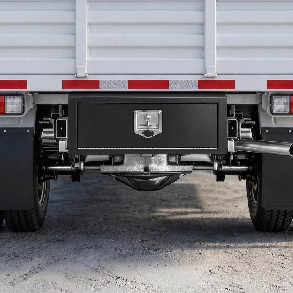 Underbody Truck Tool Box 27 x 10 x 10 Inch Heavy Duty Steel with Lock & Keys Black B6910