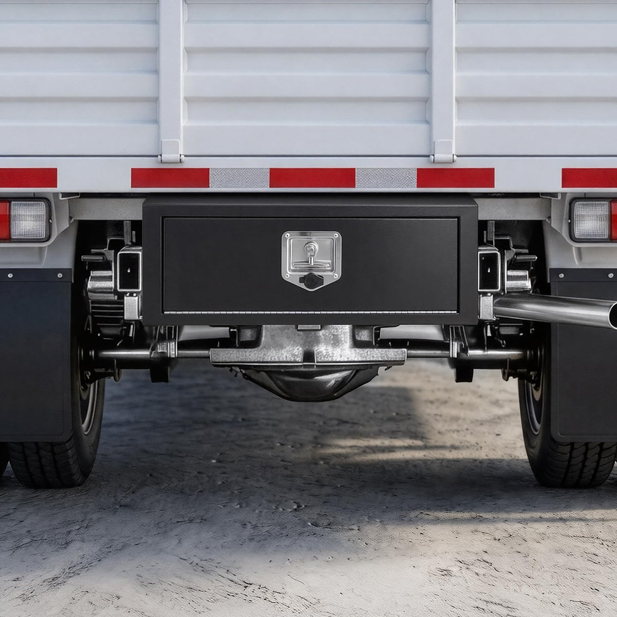 Underbody Truck Tool Box 27 x 10 x 10 Inch Heavy Duty Steel with Lock & Keys Black B6910