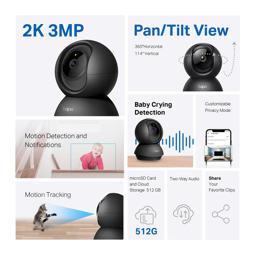 2K Pan Tilt Security Camera 2-Pack J28160