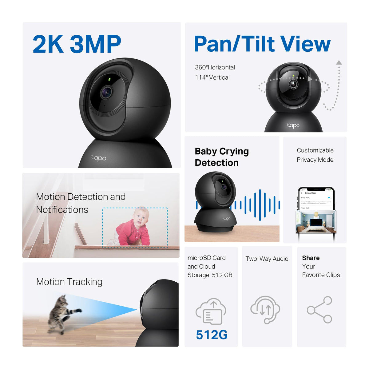 2K Pan Tilt Security Camera 2-Pack J28160