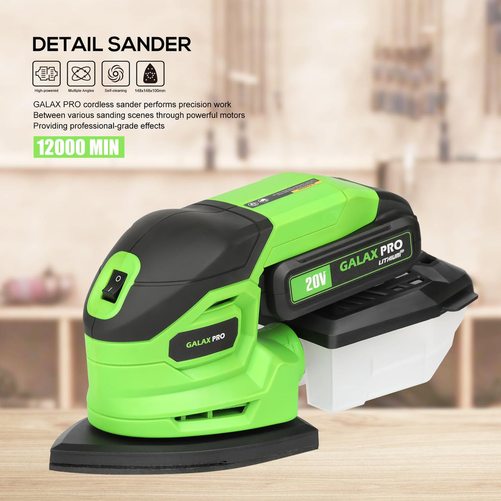 Cordless Detail Sander 2.0Ah Battery, 20 Pcs Sandpapers F750