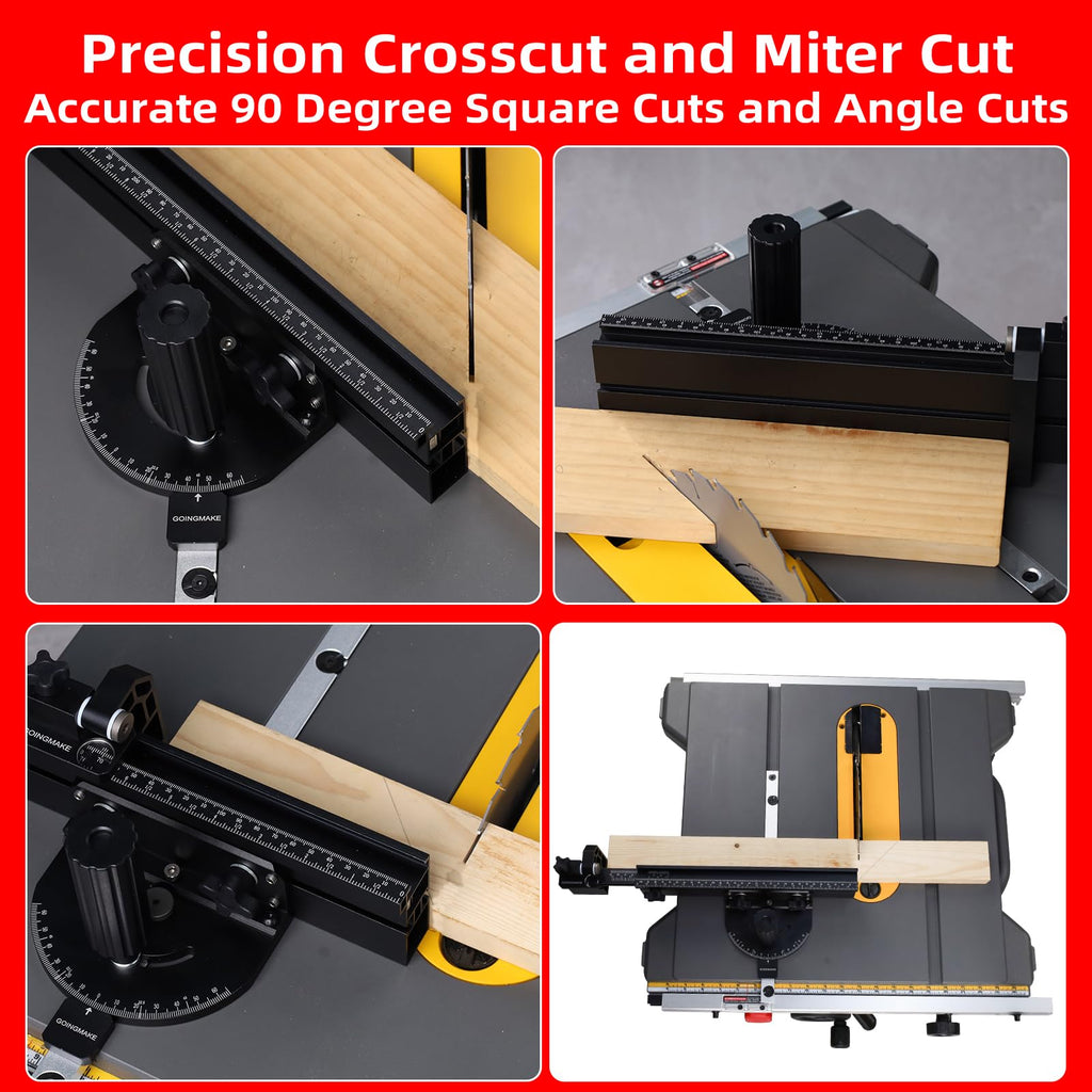 Compact Table Saw Miter Gauge with Extendable Fence T7930