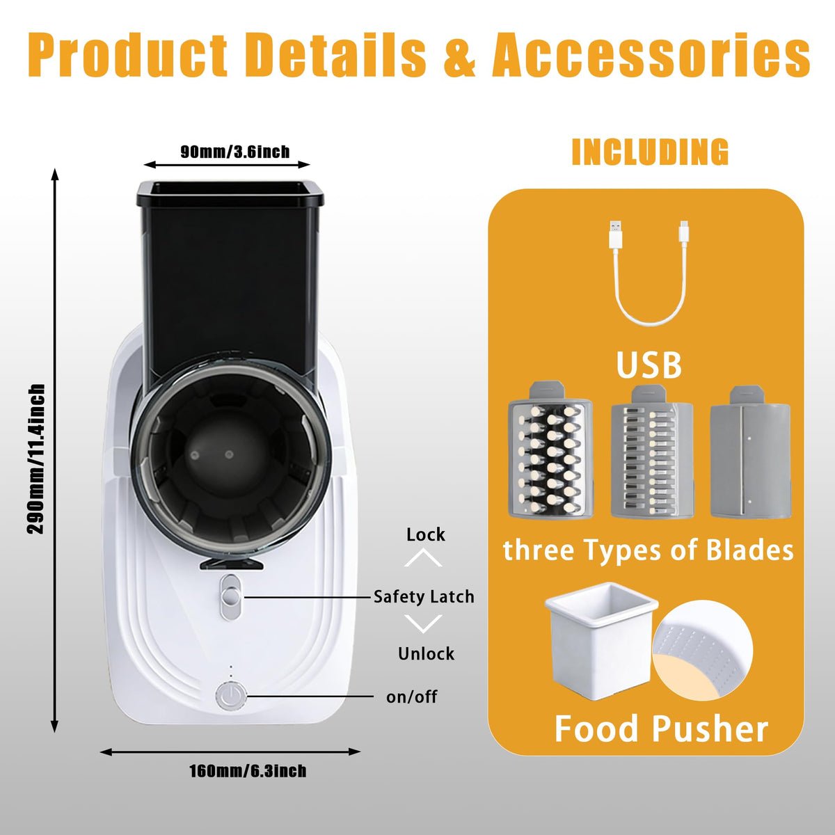 Cordless Electric Vegetable Slicer Chopper & Cheese Grater Y423