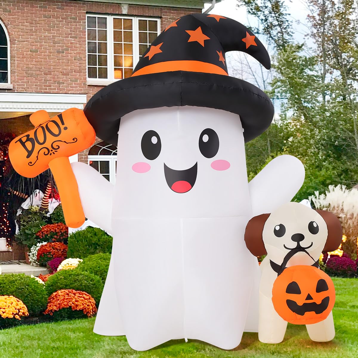 5 FT Halloween Inflatables Ghost with Built-in LEDs B881