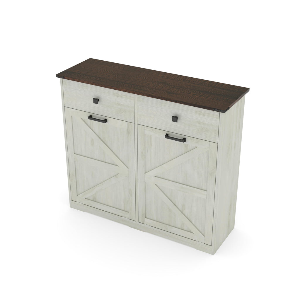 20 Gallon Double Tilt Out Laundry Hamper Cabinet with Drawers Z8296