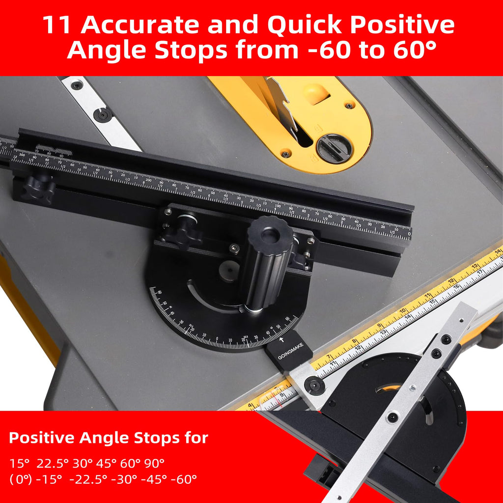Compact Table Saw Miter Gauge with Extendable Fence T7930