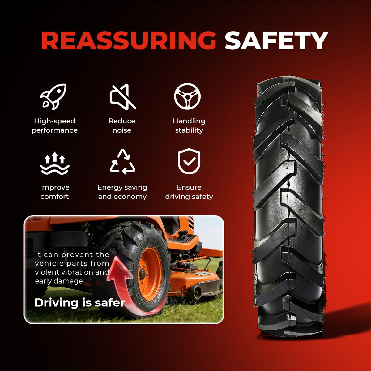 4.80x4.00x8 Lawn & Garden Mower Tires, Set of 2, 4 Ply Tubeless P893