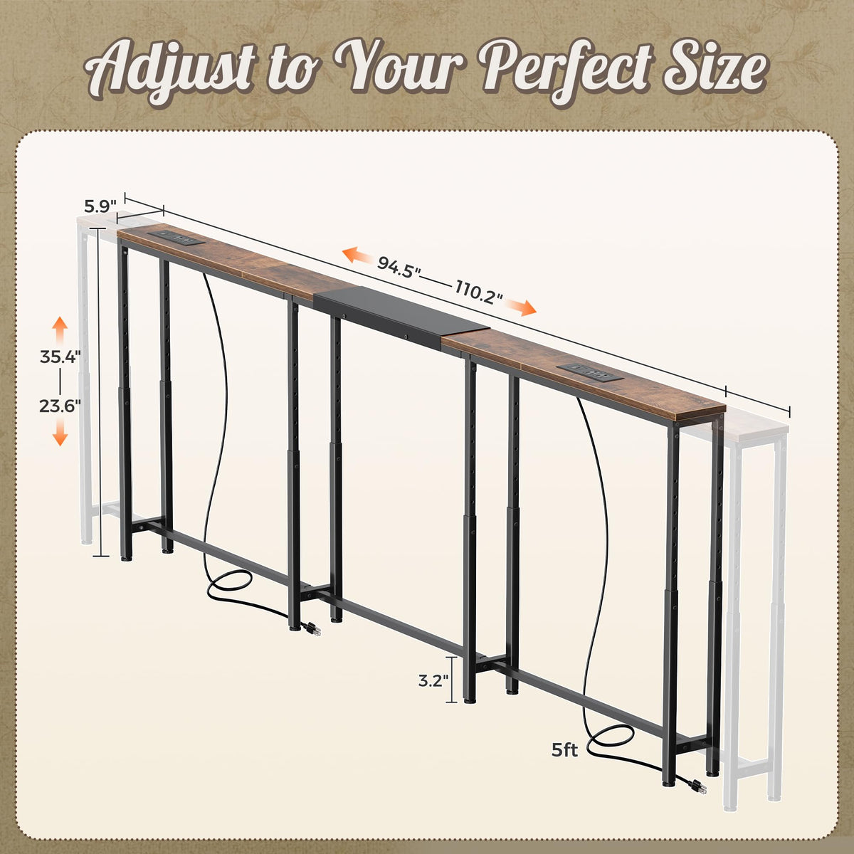Narrow Console Table with Power Outlets & USB-C R44997