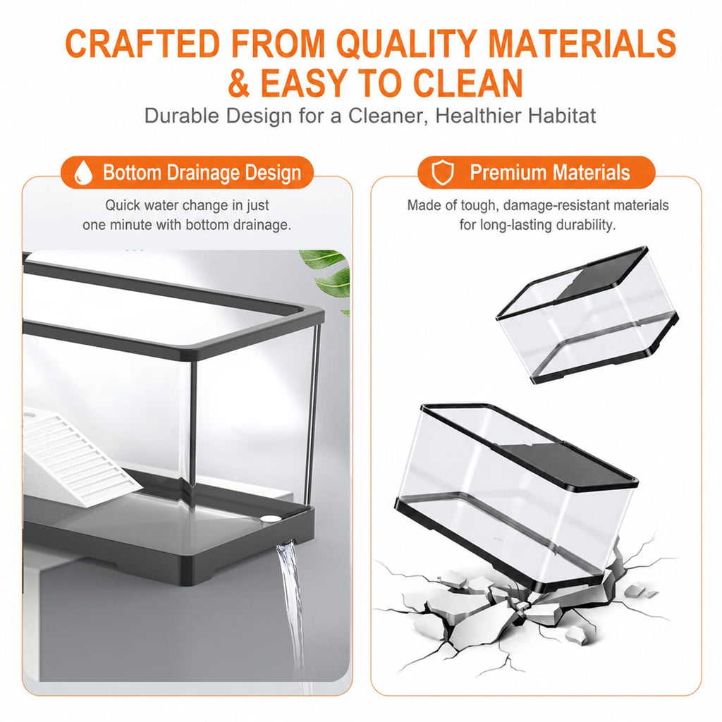 Acrylic Aquarium Starter Kit with UVB/UVA Lamp, Filter, Basking Platform & Lid R3647