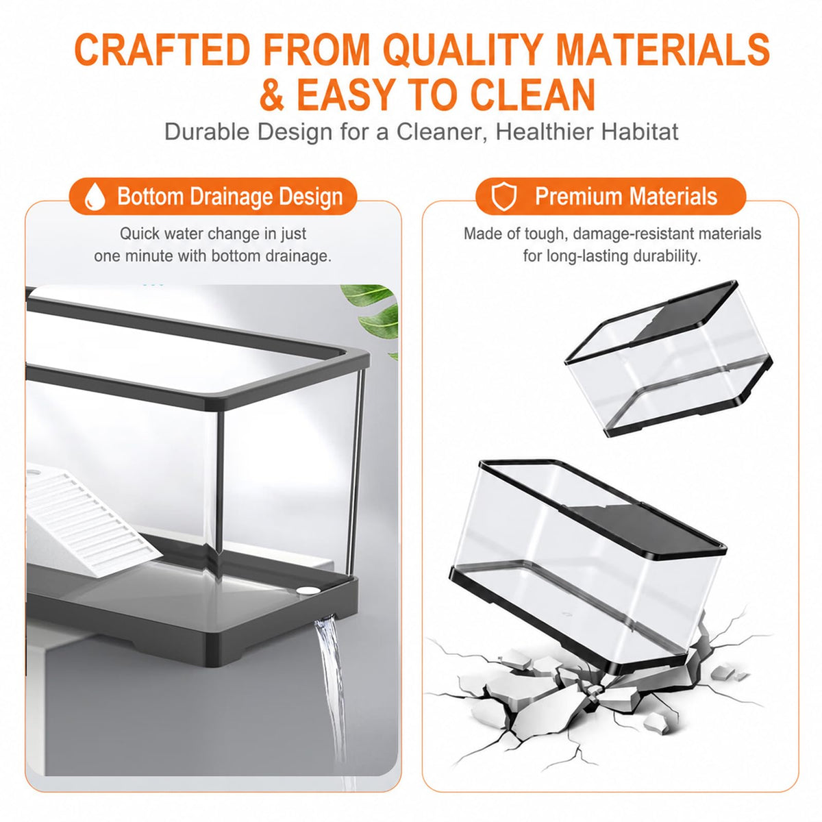 Acrylic Aquarium Starter Kit with UVB/UVA Lamp, Filter, Basking Platform & Lid R3647