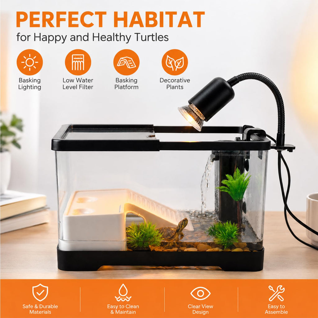Acrylic Aquarium Starter Kit with UVB/UVA Lamp, Filter, Basking Platform & Lid R3647