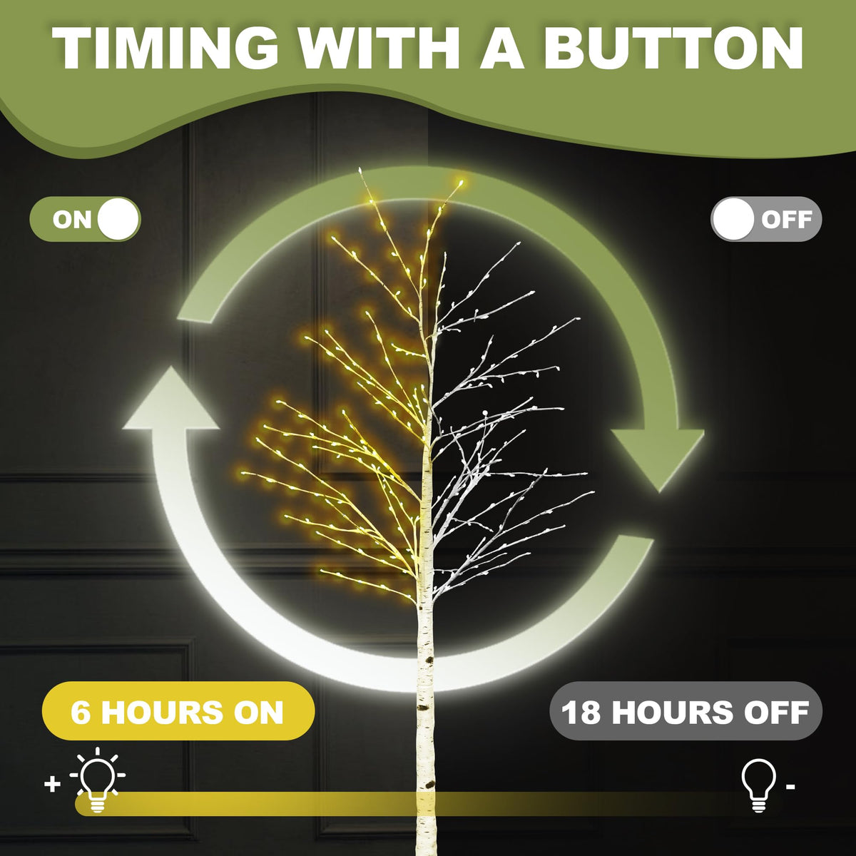 6FT Lighted Birch Tree with 260 LED and Timer E26169