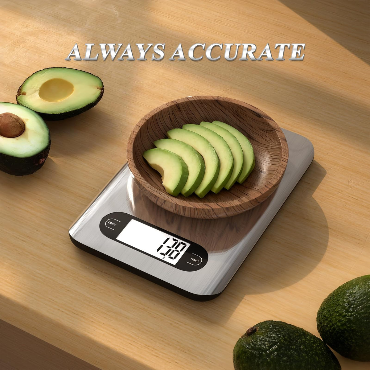 Digital Kitchen Scale 17 Pounds Capacity Stainless Steel W2188