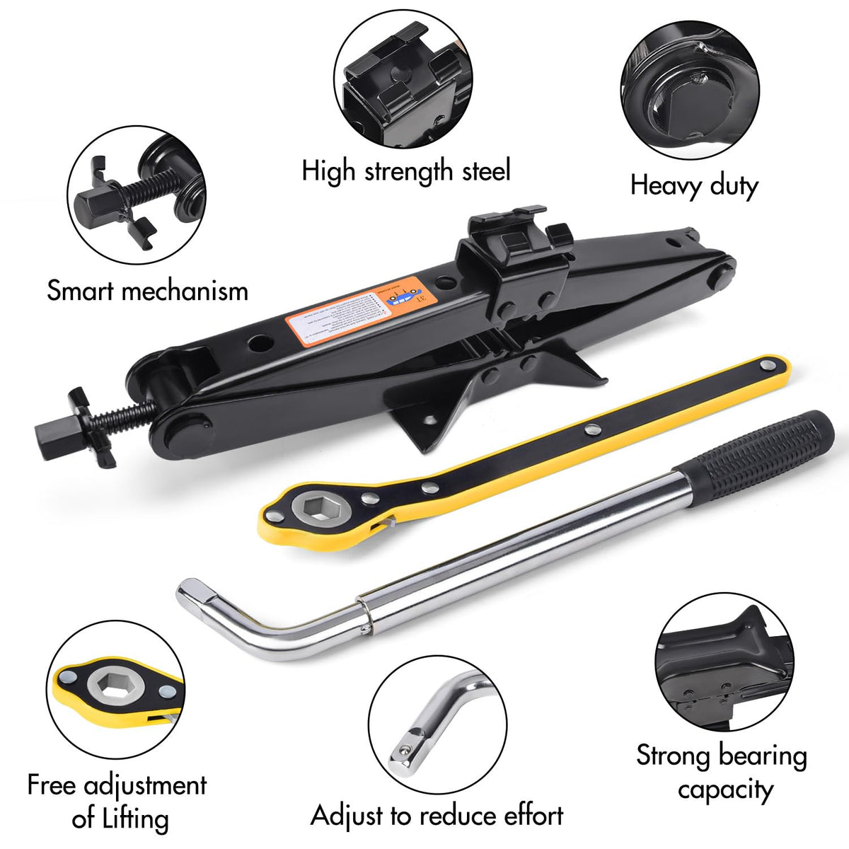 Scissor Car Jack 3 Ton Tire Changing Kit with Lug Wrench U78595